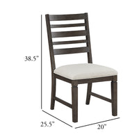 Vicy Dining Side Chair Set of 2, Beige Cushion, Espresso Brown  - BM347141