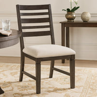 Vicy Dining Side Chair Set of 2, Beige Cushion, Espresso Brown  - BM347141