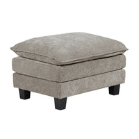 Duby Ottoman, 34 Inch Seat, Black Faux Wood Legs, Pewter Gray Chenille  - BM347144