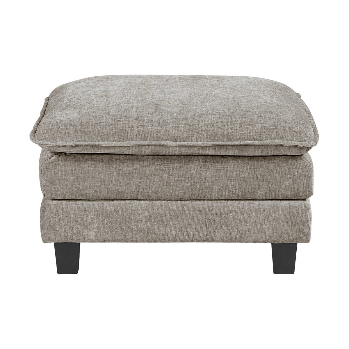 Duby Ottoman, 34 Inch Seat, Black Faux Wood Legs, Pewter Gray Chenille  - BM347144