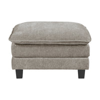 Duby Ottoman, 34 Inch Seat, Black Faux Wood Legs, Pewter Gray Chenille  - BM347144