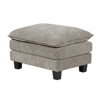 Duby Ottoman, 34 Inch Seat, Black Faux Wood Legs, Pewter Gray Chenille  - BM347144