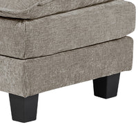 Duby Ottoman, 34 Inch Seat, Black Faux Wood Legs, Pewter Gray Chenille  - BM347144