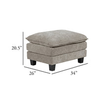 Duby Ottoman, 34 Inch Seat, Black Faux Wood Legs, Pewter Gray Chenille  - BM347144
