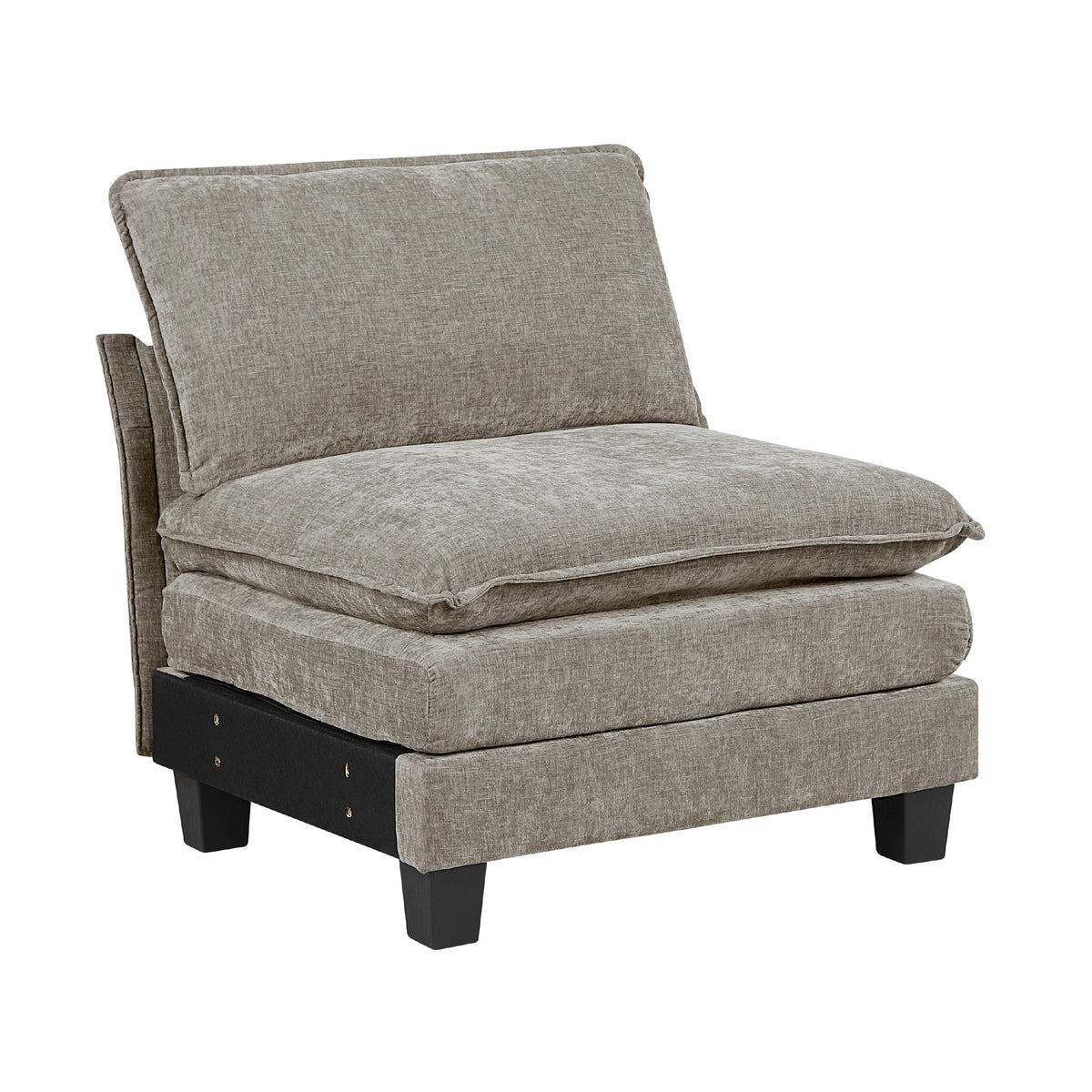 Duby Armless Chair, Black Faux Wood Legs, Dark Pewter Gray Chenille  - BM347145