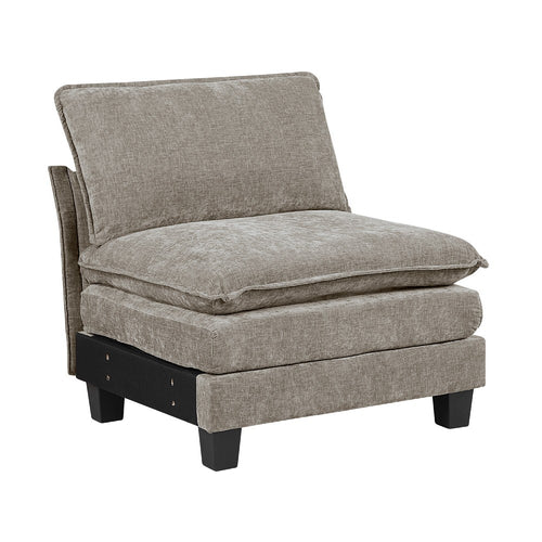 Duby Armless Chair, Black Faux Wood Legs, Dark Pewter Gray Chenille  - BM347145