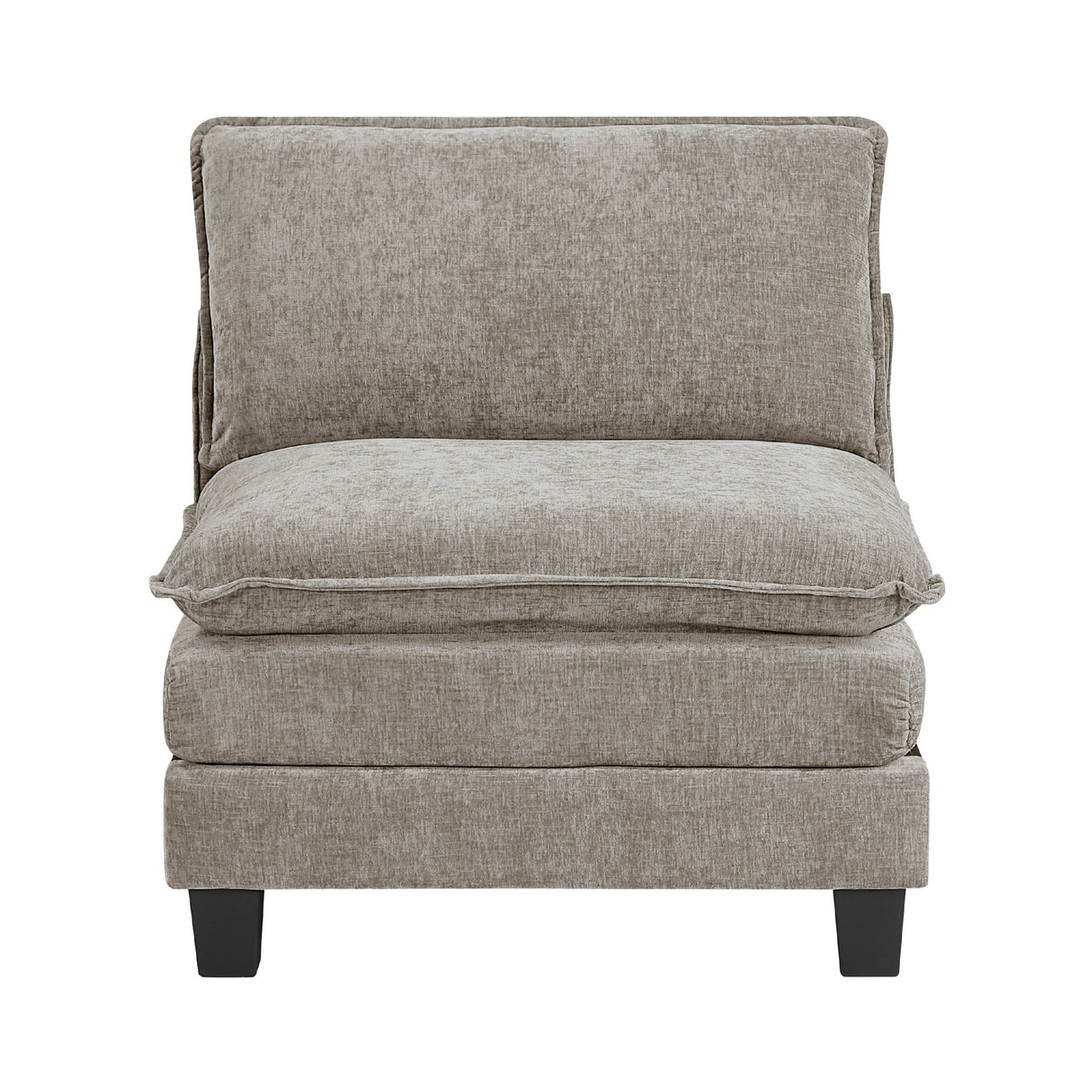 Duby Armless Chair, Black Faux Wood Legs, Dark Pewter Gray Chenille  - BM347145