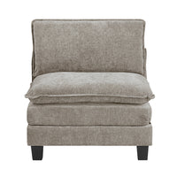 Duby Armless Chair, Black Faux Wood Legs, Dark Pewter Gray Chenille  - BM347145