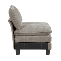 Duby Armless Chair, Black Faux Wood Legs, Dark Pewter Gray Chenille  - BM347145