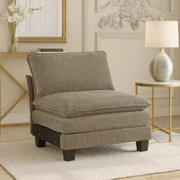 Duby Armless Chair, Black Faux Wood Legs, Dark Pewter Gray Chenille  - BM347145