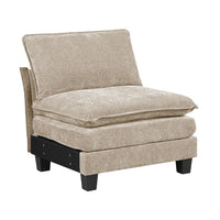 Duby Armless Chair, Black Faux Wood Legs, Taupe Gray Chenille  - BM347147
