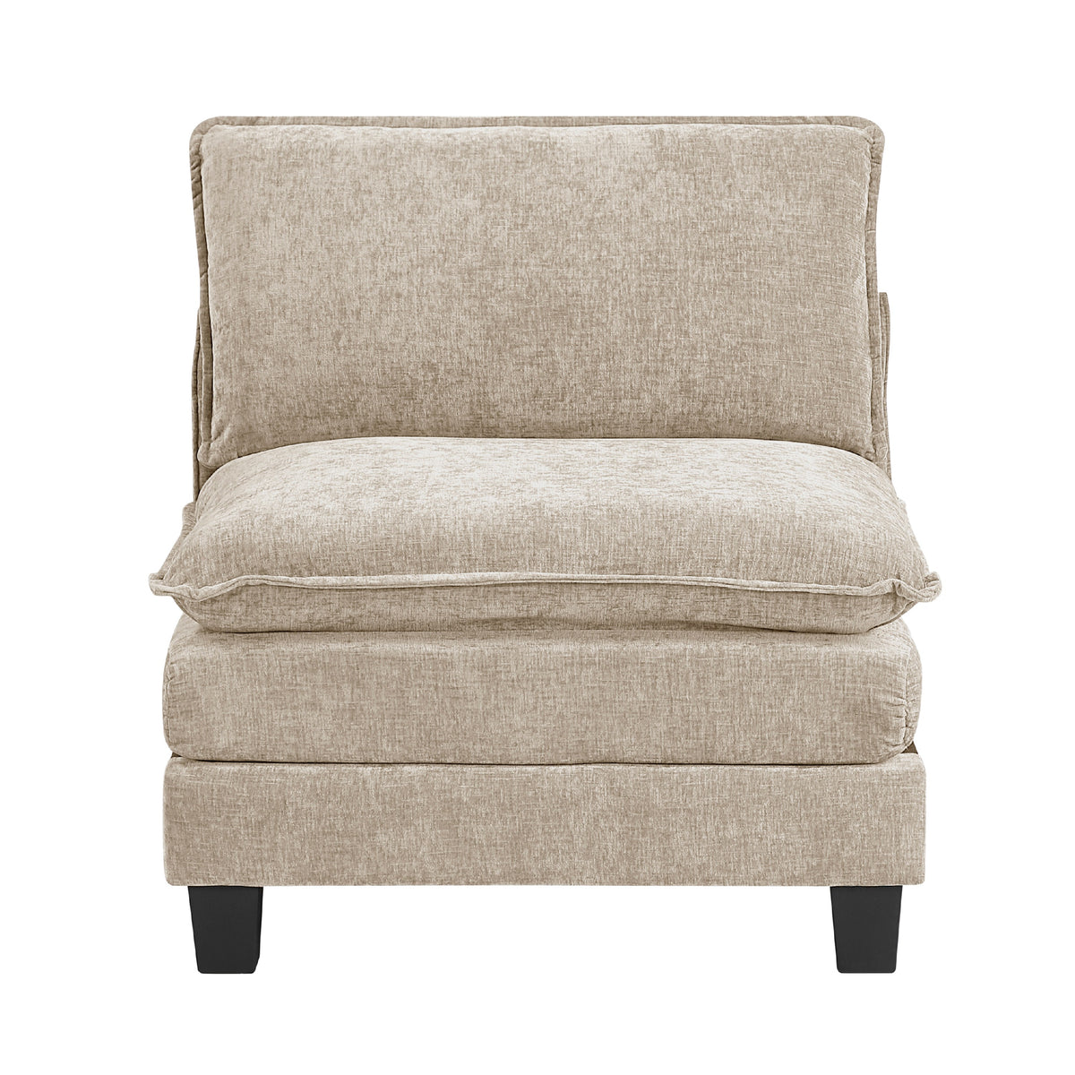 Duby Armless Chair, Black Faux Wood Legs, Taupe Gray Chenille  - BM347147