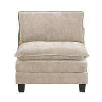 Duby Armless Chair, Black Faux Wood Legs, Taupe Gray Chenille  - BM347147