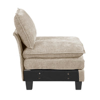 Duby Armless Chair, Black Faux Wood Legs, Taupe Gray Chenille  - BM347147