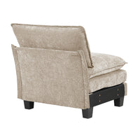 Duby Armless Chair, Black Faux Wood Legs, Taupe Gray Chenille  - BM347147