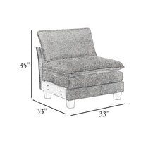 Duby Armless Chair, Black Faux Wood Legs, Taupe Gray Chenille  - BM347147