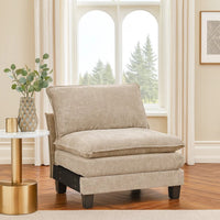 Duby Armless Chair, Black Faux Wood Legs, Taupe Gray Chenille  - BM347147