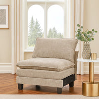 Duby Armless Chair, Black Faux Wood Legs, Taupe Gray Chenille  - BM347147
