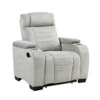 Reny Manual Reclining Chair w Cup Holders, Light Gray Microfiber  - BM347148