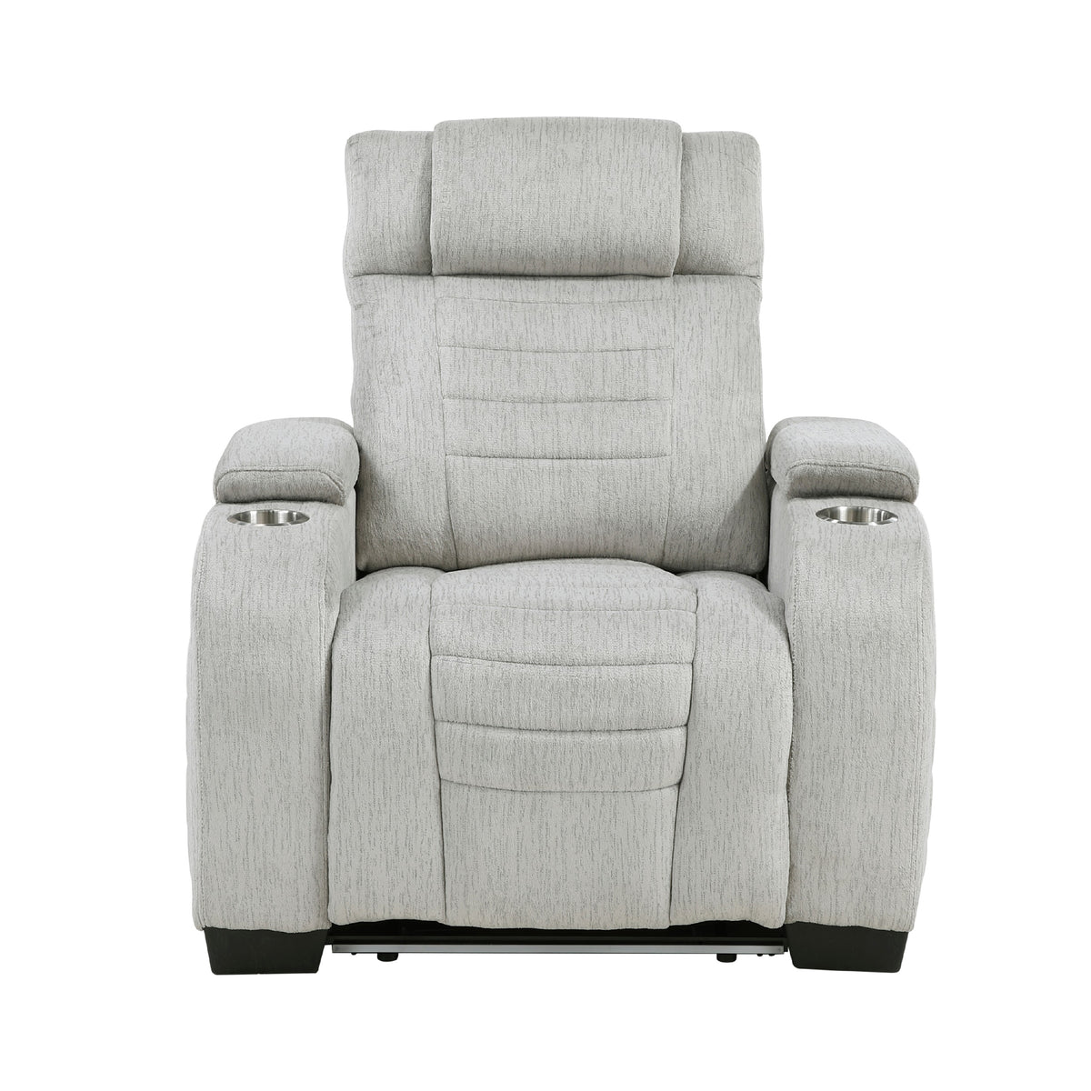 Reny Manual Reclining Chair w Cup Holders, Light Gray Microfiber  - BM347148