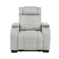Reny Manual Reclining Chair w Cup Holders, Light Gray Microfiber  - BM347148