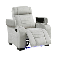 Reny Manual Reclining Chair w Cup Holders, Light Gray Microfiber  - BM347148
