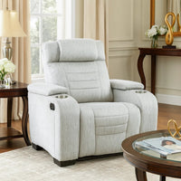 Reny Manual Reclining Chair w Cup Holders, Light Gray Microfiber  - BM347148