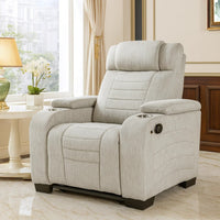 Reny Manual Reclining Chair w Cup Holders, Light Gray Microfiber  - BM347148