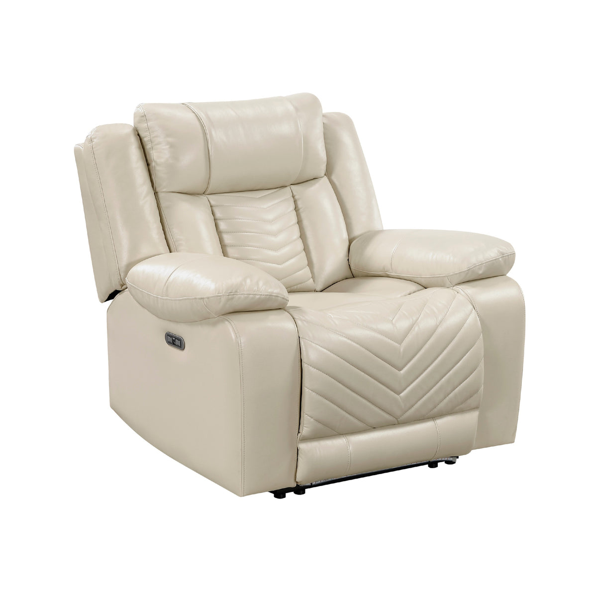 Hem Power Reclining Chair w LED and USB Ports, Beige Faux Leather  - BM347149