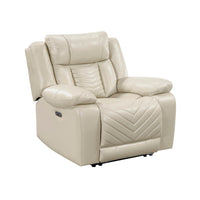 Hem Power Reclining Chair w LED and USB Ports, Beige Faux Leather  - BM347149