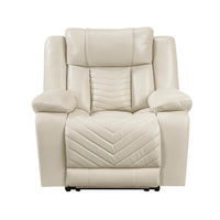 Hem Power Reclining Chair w LED and USB Ports, Beige Faux Leather  - BM347149