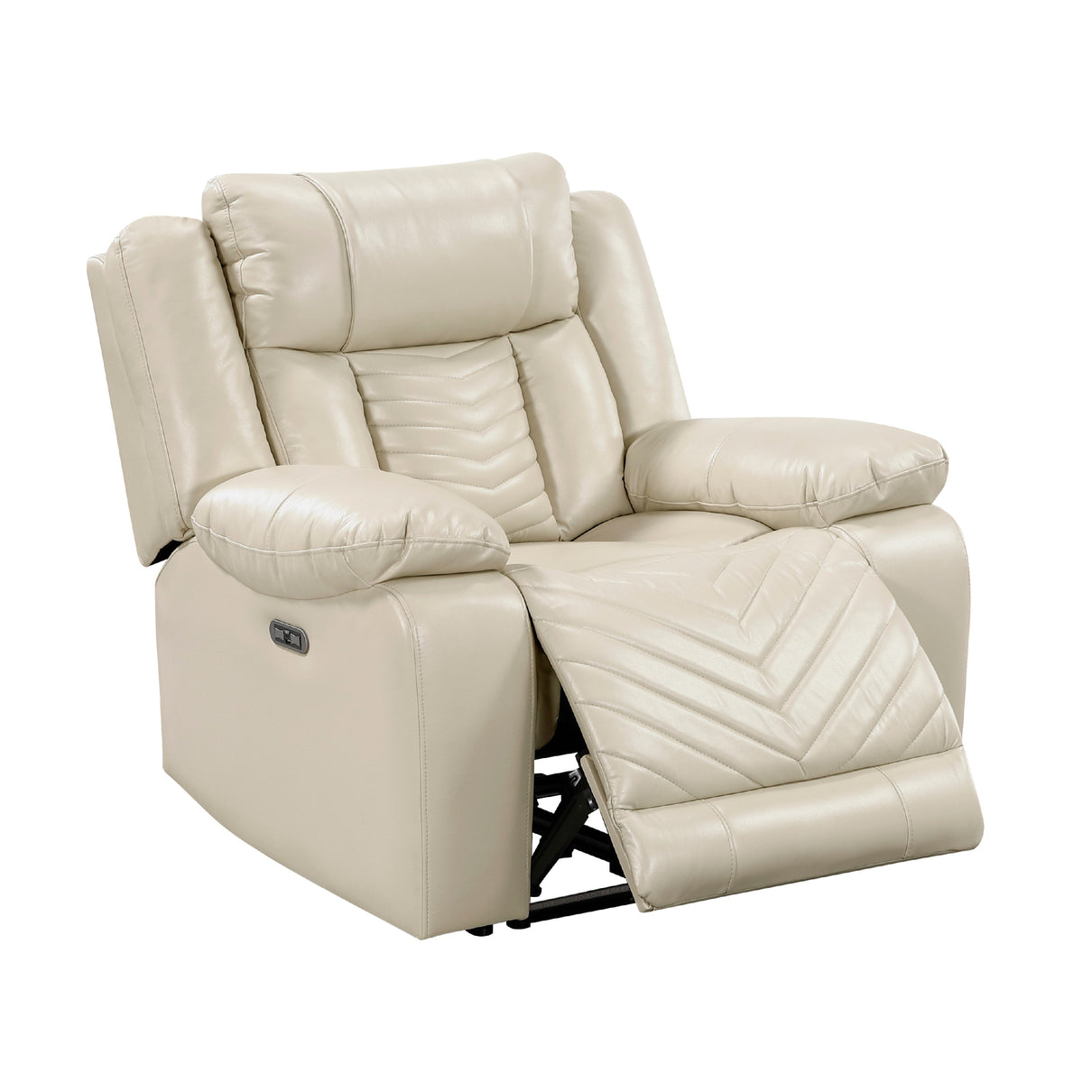 Hem Power Reclining Chair w LED and USB Ports, Beige Faux Leather  - BM347149