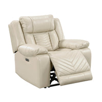 Hem Power Reclining Chair w LED and USB Ports, Beige Faux Leather  - BM347149