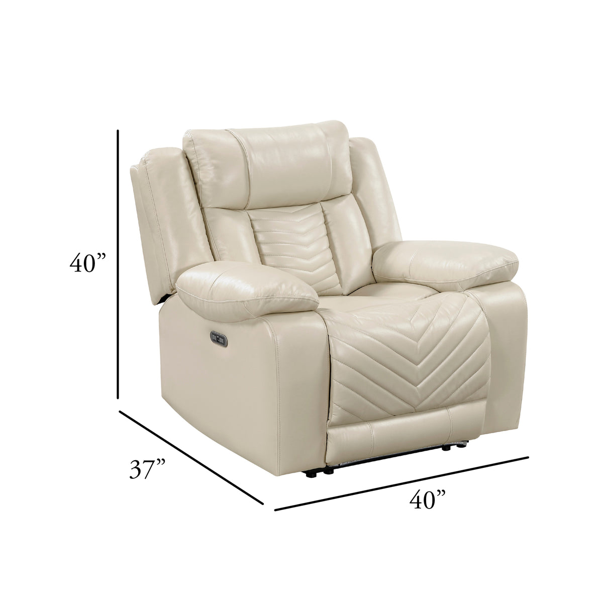 Hem Power Reclining Chair w LED and USB Ports, Beige Faux Leather  - BM347149