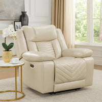 Hem Power Reclining Chair w LED and USB Ports, Beige Faux Leather  - BM347149