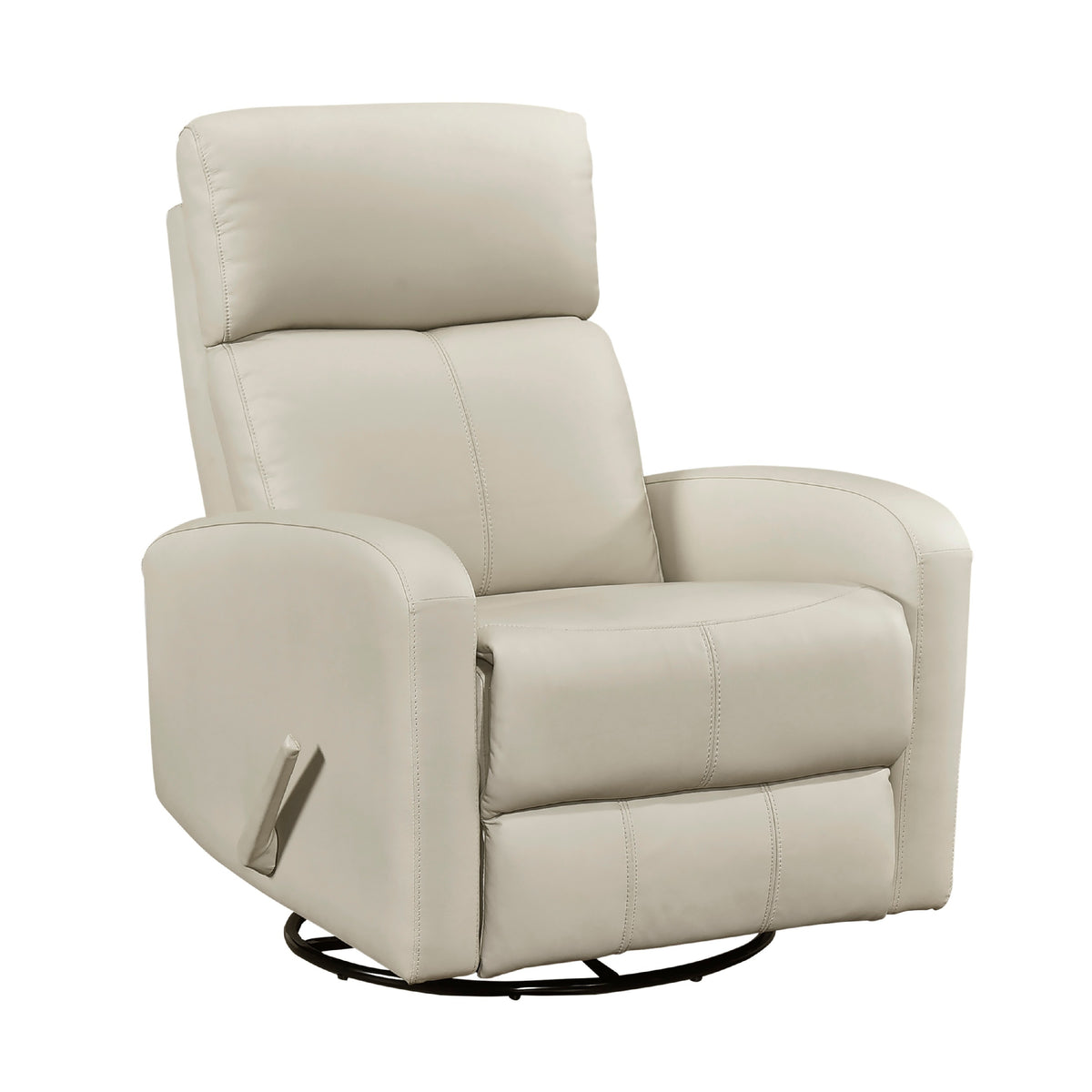 Sery Swivel Glider Manual Reclining Chair w Pull Handle, Beige Leather  - BM347150