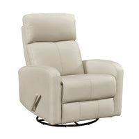 Sery Swivel Glider Manual Reclining Chair w Pull Handle, Beige Leather  - BM347150