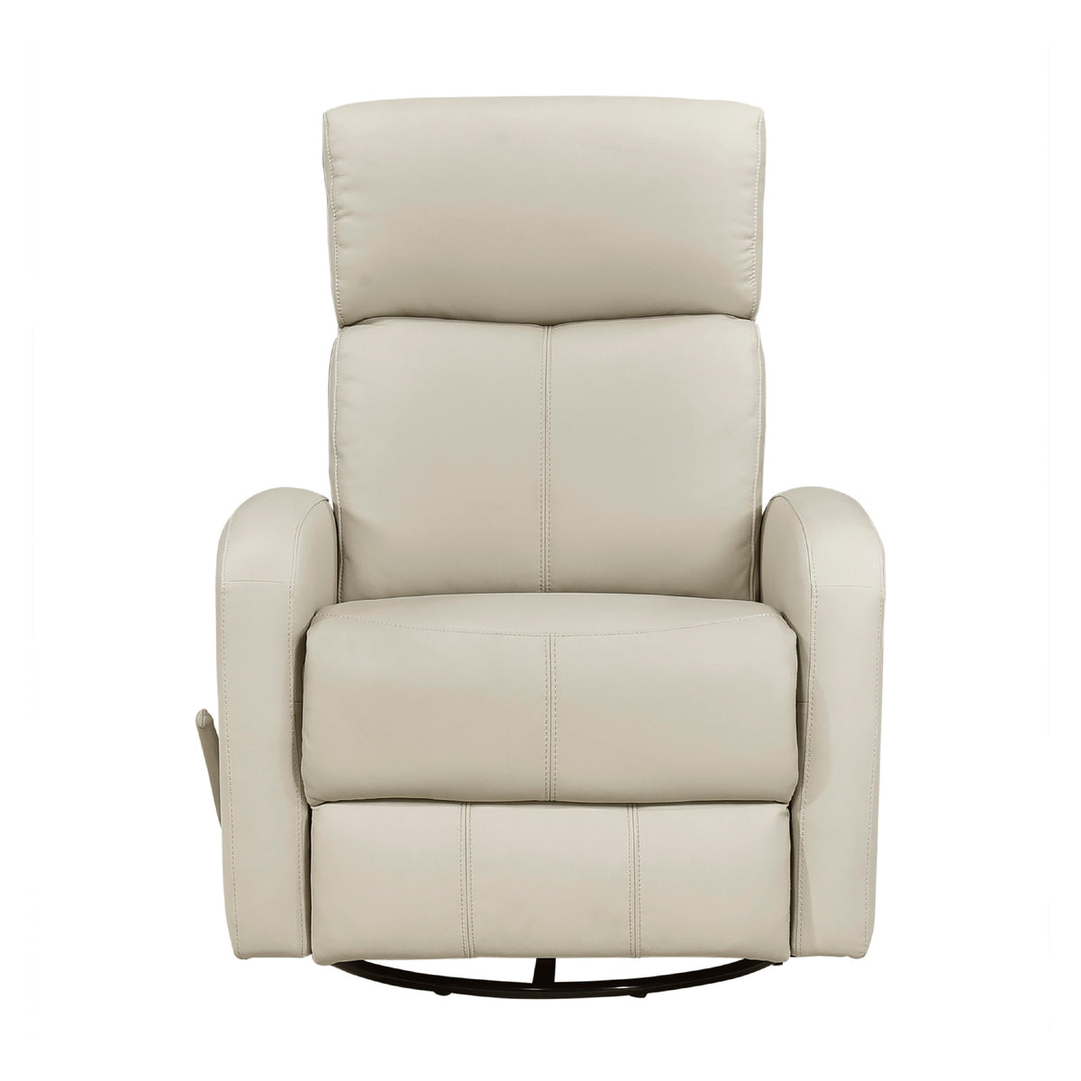 Sery Swivel Glider Manual Reclining Chair w Pull Handle, Beige Leather  - BM347150