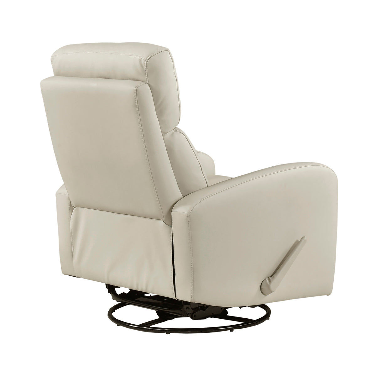 Sery Swivel Glider Manual Reclining Chair w Pull Handle, Beige Leather  - BM347150
