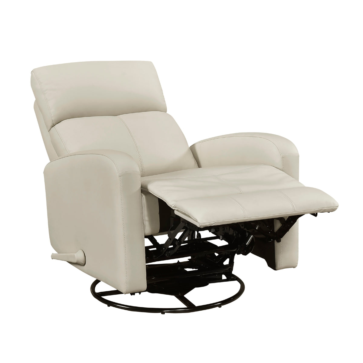 Sery Swivel Glider Manual Reclining Chair w Pull Handle, Beige Leather  - BM347150