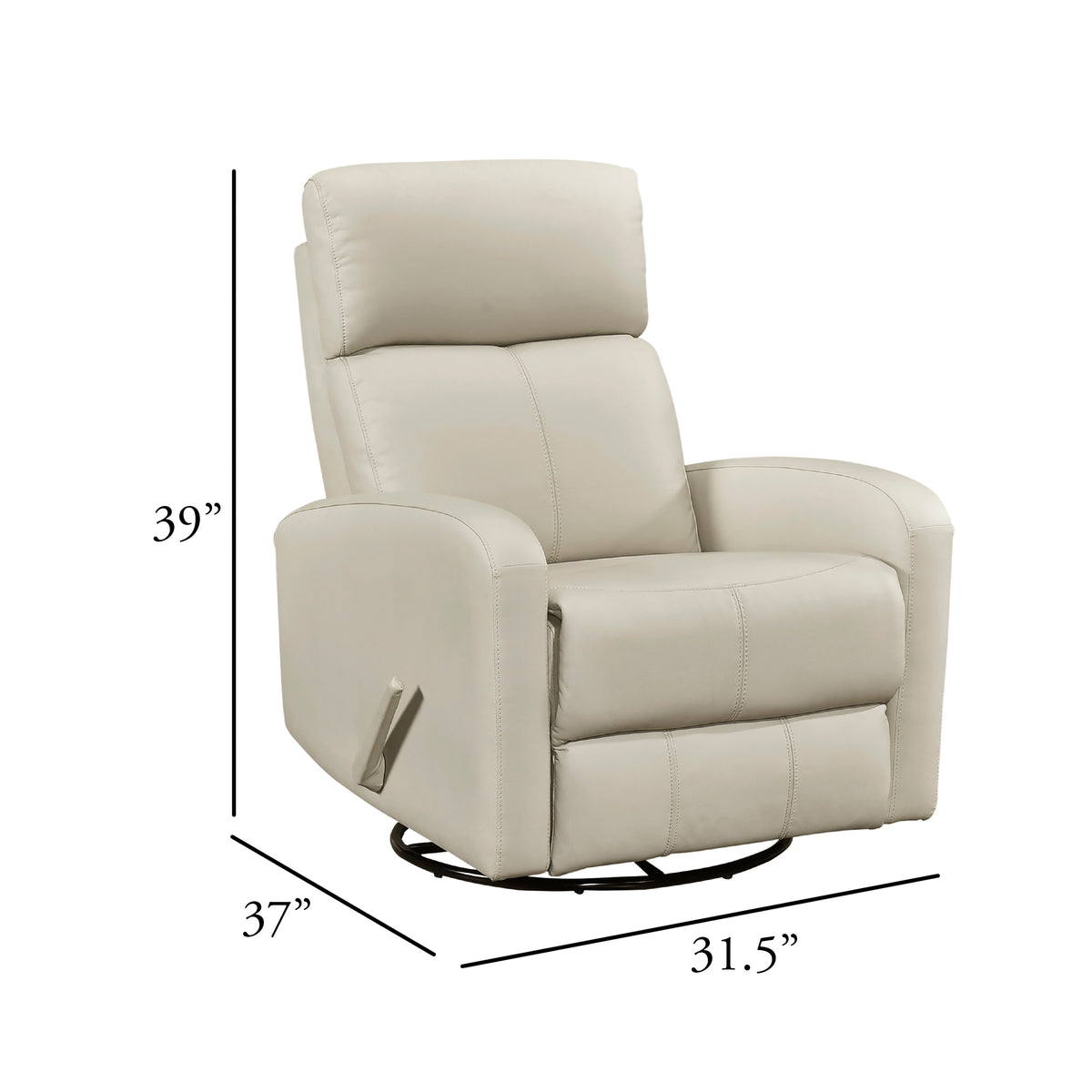 Sery Swivel Glider Manual Reclining Chair w Pull Handle, Beige Leather  - BM347150