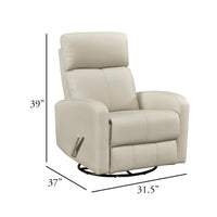 Sery Swivel Glider Manual Reclining Chair w Pull Handle, Beige Leather  - BM347150