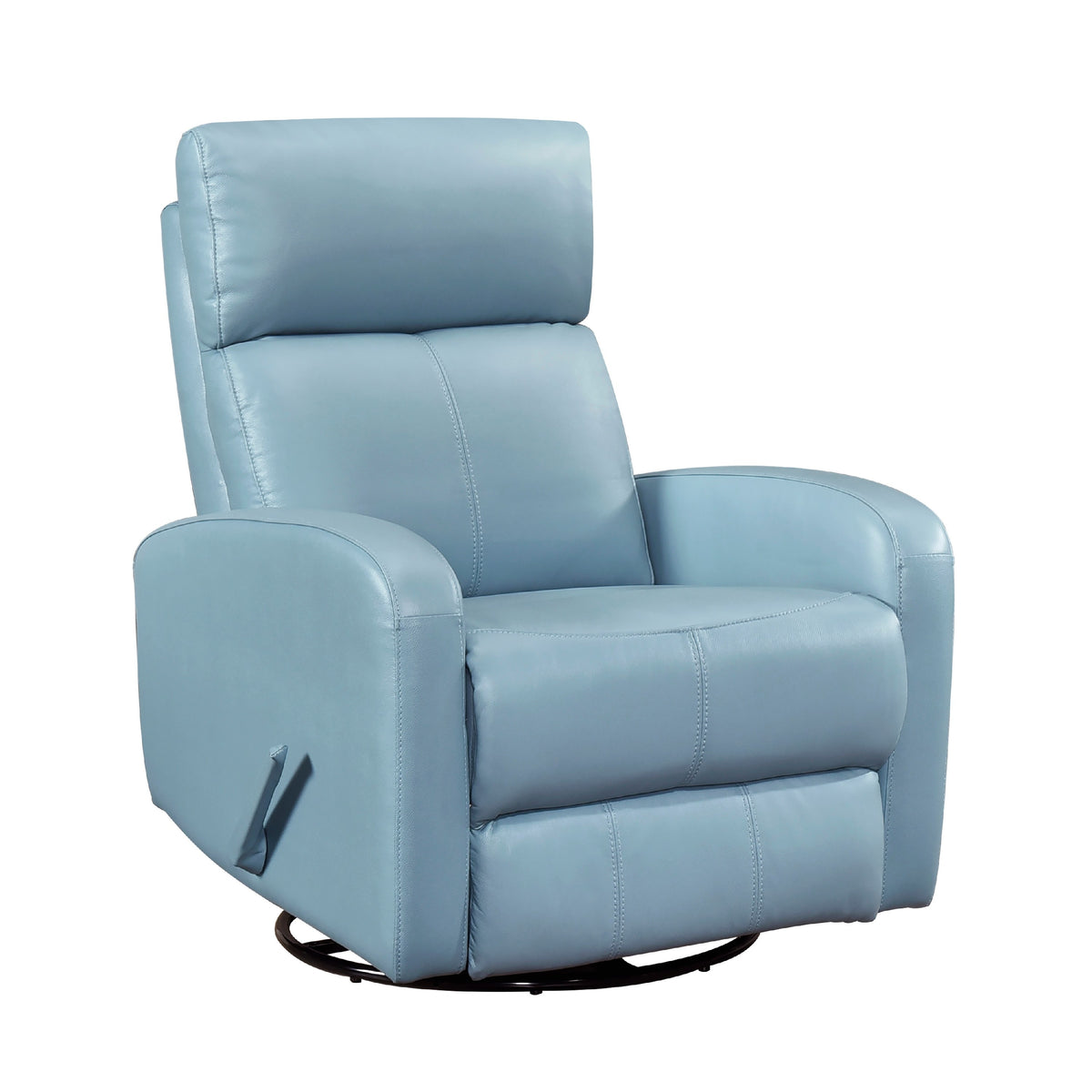 Sery Swivel Glider Manual Reclining Chair w Pull Handle, Blue Leather  - BM347151