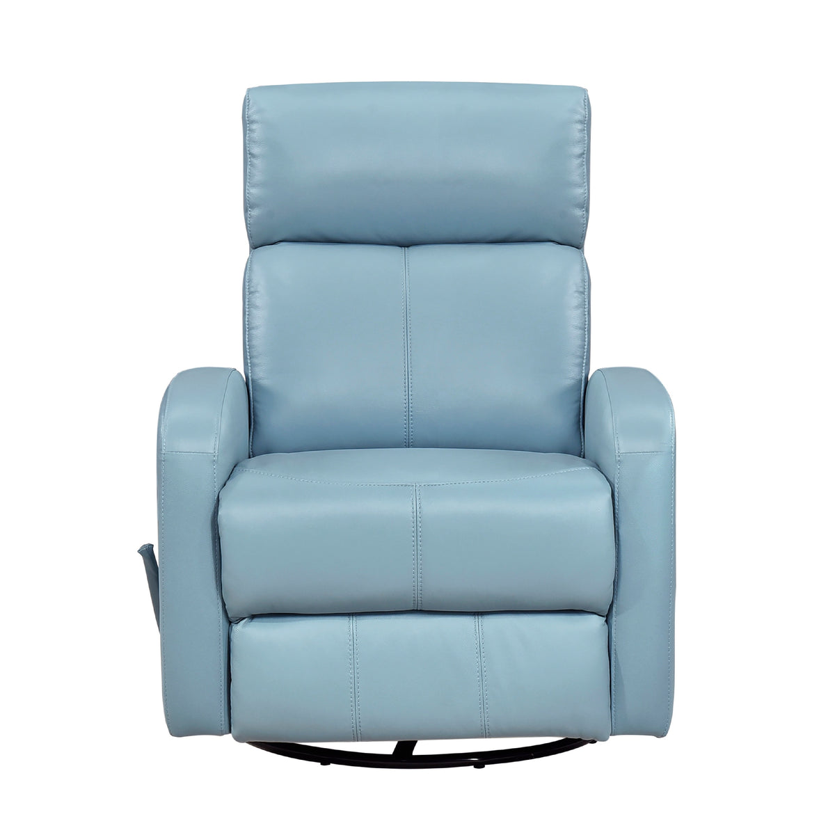 Sery Swivel Glider Manual Reclining Chair w Pull Handle, Blue Leather  - BM347151
