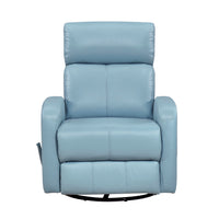Sery Swivel Glider Manual Reclining Chair w Pull Handle, Blue Leather  - BM347151