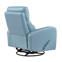 Sery Swivel Glider Manual Reclining Chair w Pull Handle, Blue Leather  - BM347151