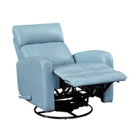 Sery Swivel Glider Manual Reclining Chair w Pull Handle, Blue Leather  - BM347151