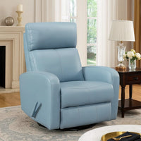 Sery Swivel Glider Manual Reclining Chair w Pull Handle, Blue Leather  - BM347151