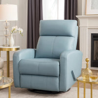 Sery Swivel Glider Manual Reclining Chair w Pull Handle, Blue Leather  - BM347151
