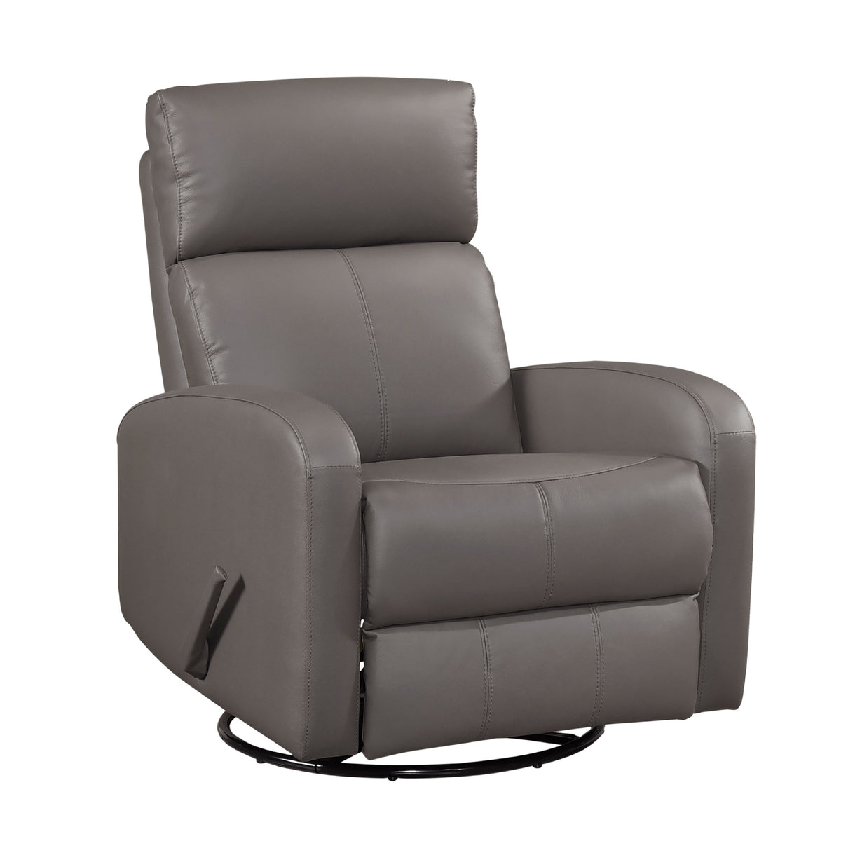 Sery Swivel Glider Manual Reclining Chair, Pull Handle, Brown Leather  - BM347152